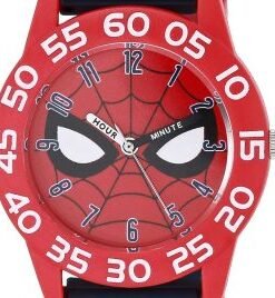 Marvel Spider-Man Kids’ Plastic Time Teacher Analog Quartz 3D Strap Watch, Red/Navy/Multi Navy